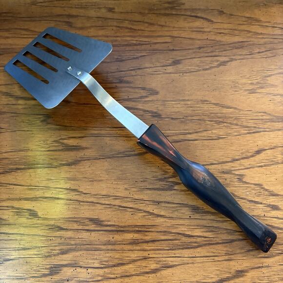 Vintage Cutco 1716 Slotted Turner Stainless Steel Spatula Flipper Brown Swirl - Picture 4 of 7